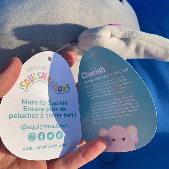 Original Squishmallows Cherish Size 7 “ Inch Rainbow Elephant 2022 NWTS - Picture 4 of 9